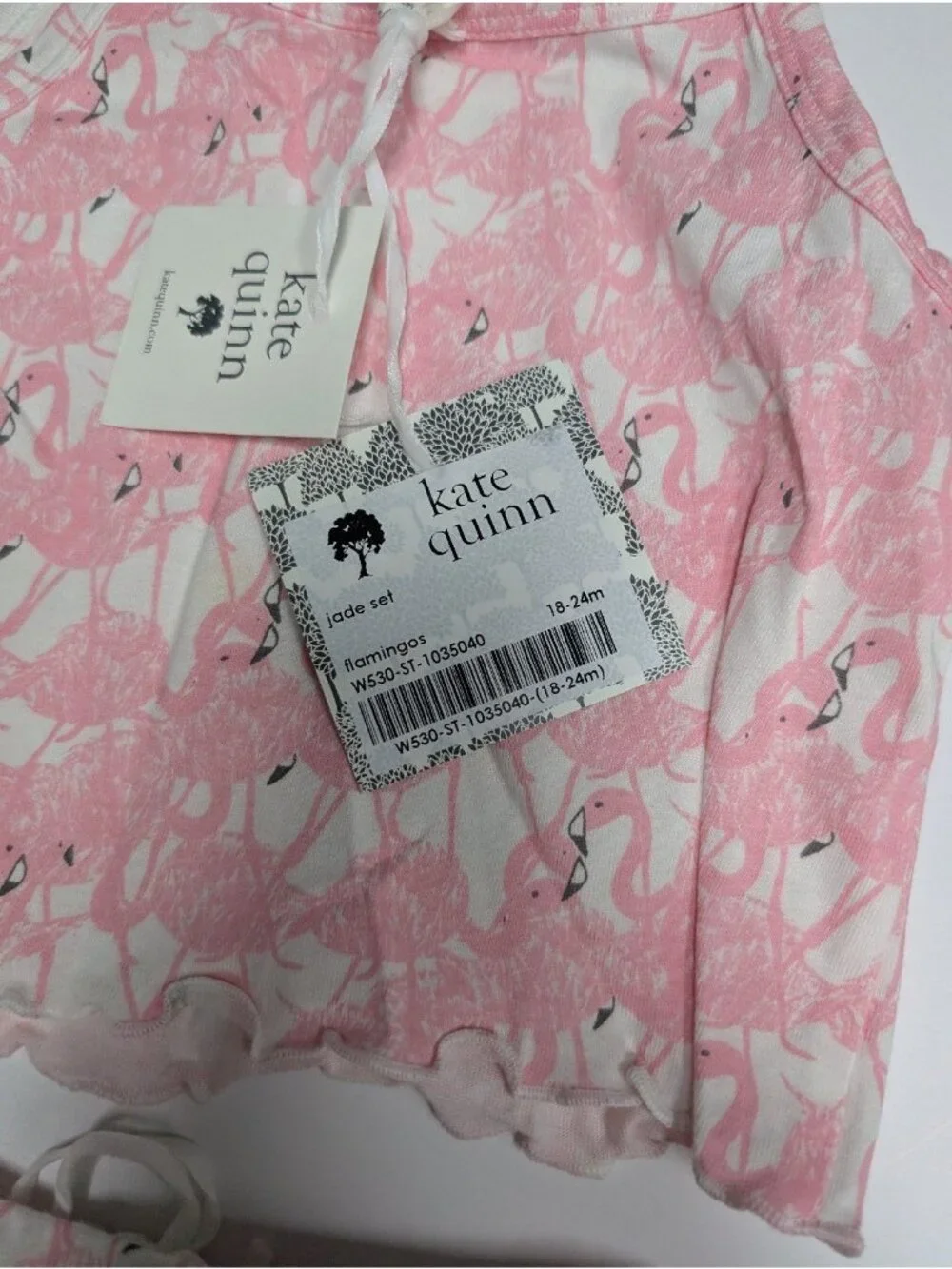 Kate Quinn Organic Cotton Flamingos Tank Top Jade Set 18-24 Pink Flamingo